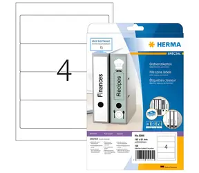 Herma etikety na hřbet pořadače bílá / Etikety / 192x61 mm / 100 ks / A4