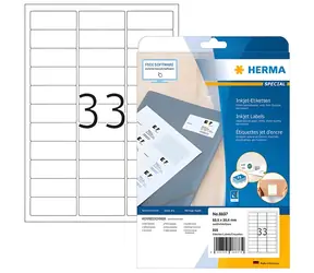 HERMA Etikety pro inkoustové tiskárny 63,5x25,4 mm bílé / Etikety / Papír matný / 25 listů / 825 ks