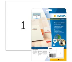 Herma Etikety A4 transparentní lesklé / Inkoustové fóliové etikety / 210x297 mm / 10 ks