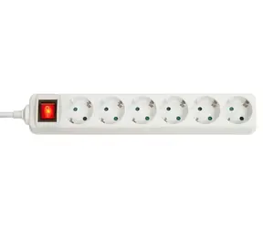 Lindy Prodlužovací přívod 6 zásuvek bílá / Zásuvková lišta / s vypínačem / Schuko / 3500 W