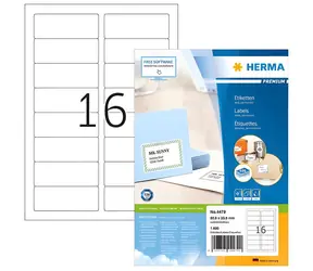 Herma Adresní etikety A4 bílá / Etikety / papír / 88,9x33,8 mm / 1600 ks