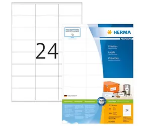 Herma Etikety Premium A4 bílá 70x36 mm / Etikety / papír / 4800 ks / 200 listů