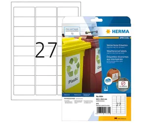 HERMA Inkjet etikety A4 bílá / Etiketa / voděodolné / matné / 63,5x29,6 mm / 270 ks