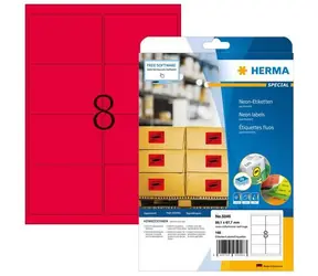 HERMA Etikety neonově červené 99,1x67,7 mm / Etikety / papír matný / A4 / 160 ks