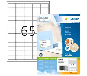 HERMA Adresní etikety A4 bílé 38,1x21,2 mm / Etikety / papír / 6500 ks / 100 listů