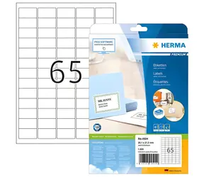 HERMA Adresní etikety Premium 38,1x21,2 mm bílé / Etikety / A4 / papír / 1625 ks / 25 listů