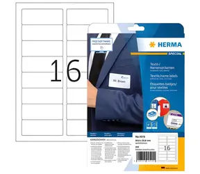 HERMA Textilní jmenovky bílé 88,9x33,8 mm / Etikety / Textil / 320 ks / A4
