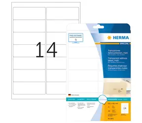 Herma etikety A4 transparentní / matná fólie / 99,1x38,1 mm / laser / voděodolné / 350 ks