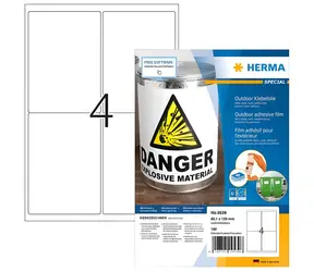 HERMA Outdoor etikety A4 bílé / Etikety / voděodolné / matné / 99,1x139 mm / 160 ks