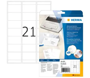 HERMA Adresní etikety 67x38 mm bílé / Etikety / papír matný / 420 ks / 20 listů