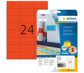Herma Etikety A4 červená 70x37 mm / Etikety / papír matný / snímatelné / 480 ks