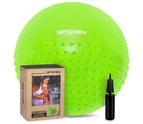 Spokey HALF FIT zelený / Gymnastický míč / 2v1 masážní / 65 cm / pumpička v balení