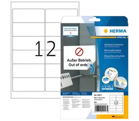 HERMA Adresní etikety 99,1x42,3 mm / bílé, snímatelné / 25 listů / 300 ks
