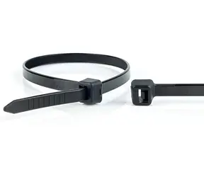 WKK 370x7,6 mm černá / Stahovací pásky / plast / UV stabilní / rozpojitelné / 100 ks