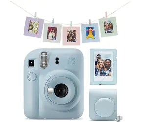 Fujifilm INSTAX MINI 12 Mega Pack modrá / Analogový fotoaparát / Instantní fotografie / pouzdro + album v balení