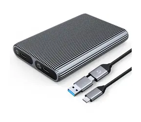 Orico Duální externí box pro 2x M.2 SATA/NVMe SSD šedá / Externí box / USB-C 3.2 / 6 Gb/s SATA / 10 Gb/s NVMe