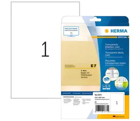 Herma etikety transparentní matné A4 210x297 mm / Etikety / fólie / laser / 25 ks