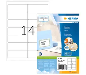 HERMA Adresní etikety 99,1x38,1 mm / bílé, permanentní / 100 listů / 1400 ks