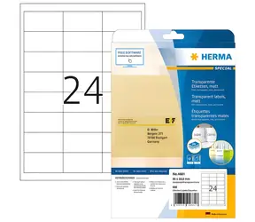 Herma etikety transparentní matné A4 66x33,8 mm / Etikety / fólie / laser / 600 ks