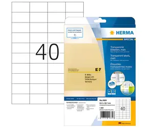 Herma etikety 52,5x29,7 mm transparentní matná fólie / Etikety / A4 / laser / voduodolné / permanentní / 1000 ks