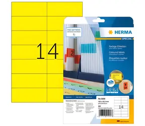 HERMA Etikety žluté 105x42,3 mm / Etikety / papír matný / A4 / odnímatelné / 280 ks
