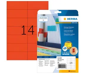 HERMA Etikety červené 105x42,3 mm / Etikety / papír matný / A4 / odnímatelné / 280 ks