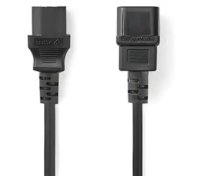 Nedis napájecí kabel IEC-320-C14 - IEC-320-C13 černá / Napájecí kabel / Přímý / Poniklované konektory / 3 m