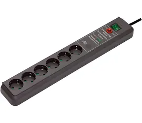 Brennenstuhl Secure-Tec antracit / Prodlužovací kabel / Přepěťová ochrana / 6x zásuvka / 3500 W