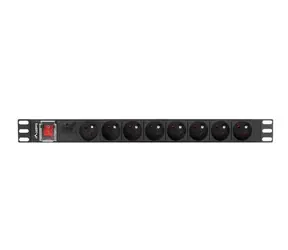 Lanberg PDU do racku černá / Zásuvková lišta do racku / 1U / 19" / 8x zásuvka typu E (FR) / 16 A / 2 m