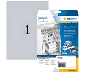 Herma výrobní štítky A4 210x297 mm stříbrné / Etikety / Fólie / 25 ks / Trvale lepicí / Voděodolné