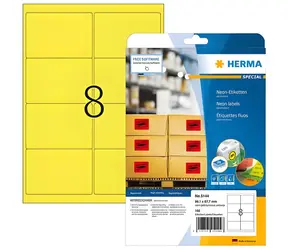 HERMA Etikety A4 neonově žluté / Etikety / 99,1x67,7 mm / 160 ks
