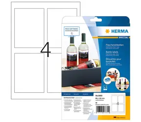 Herma etikety na lahve bílé / Etikety / 90x120 mm / Lesklé / Inkjet / 40 ks / A4