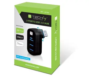 Techly IUSB3-HUB3-ROTB černý / USB hub / 3x USB 3.0 Type-A / otočný 180° / kabel