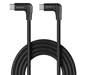 Lindy USB-C - USB-C 90° černá / USB kabel / USB 3.2 Gen 2 / 10 Gbit/s / 1 m / PD 60W