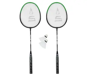 RULYT Badmintonový set černo-zelený / 2x raketa 24 cm / 2x míček / Cestovní vak