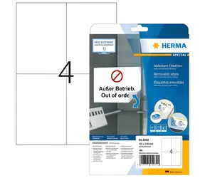 HERMA Univerzální etikety 105x148 mm / bílé, snímatelné / 25 listů / 100 ks
