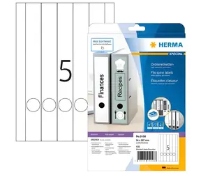 Herma etikety na hřbet pořadače 34x297 mm bílá / Etikety / A4 / 125 ks