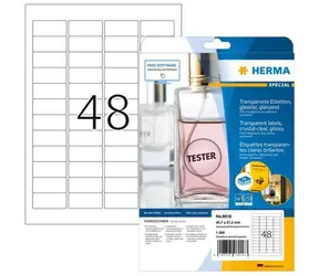 HERMA etikety A4 45,7x21,2 mm transparentní / Etikety / Fólie lesklá / Voděodolné / 1200 ks