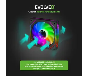 EVOLVEO 120UX-S černý / Ventilátor / 120 mm / ARGB / Slave / Molex