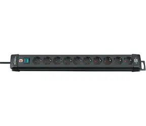 Brennenstuhl Premium-Line černá / Prodlužovací přívod / 10x zásuvka / Type F / 3 m