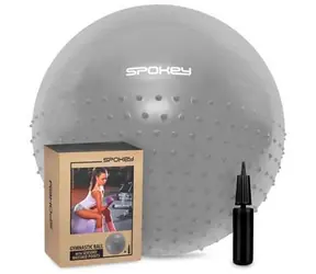 Spokey HALF FIT šedý / Gymnastický míč / 2v1 masážní / 65 cm / pumpička v balení