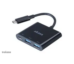 Akasa AK-CBCA08-15BK černá / Redukce USB-C / Power Delivery / 2x USB-A 3.0 / 15 cm