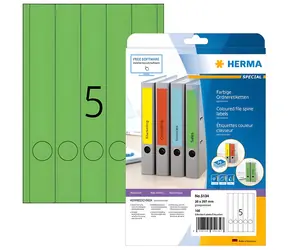 Herma etikety na hřbet pořadače zelená / Etikety / 38x297 mm / 100 ks / A4