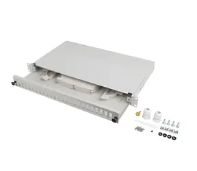 Lanberg Optický patch panel 19" 1U šedý / Patch panel / 24x SC Duplex / 24x LC Quad