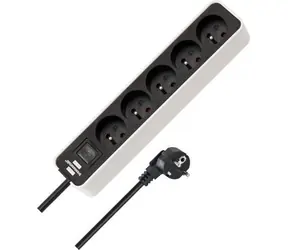 Brennenstuhl Prodlužovací přívod bílá/černá / Prodlužovací přívod / 5 zásuvek / vypínač / 5 m / 3500 W