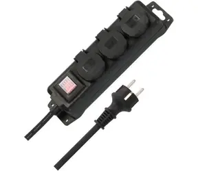 Brennenstuhl Zásuvkový rozvaděč IP44 3cestný černá / Prodlužovací přívod / 3 zásuvky / 2 m / H07RN-F 3G1,5