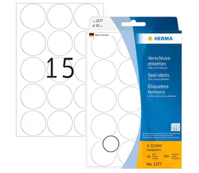 HERMA Uzavírací etikety transparentní 32 mm / Extra lepivé / Polyester / 240 ks