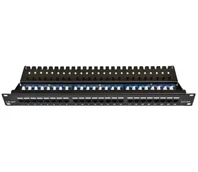 Lexi-Net Patch panel 24p černý / Patch panel / Cat.5e / 24 portů / 1U / Horní zářez KRONE