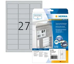 Herma výrobní štítky 63,5x29,6 mm stříbrná / Etikety / polyesterová fólie / trvale lepicí / 270 ks