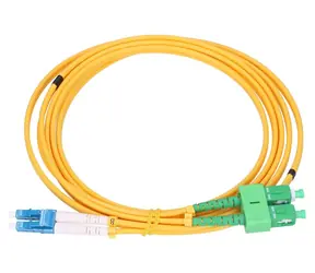 Extralink SC/APC-LC/UPC žlutý / Patchcord / Jednomódový / Duplex / G652D / 0,5 m